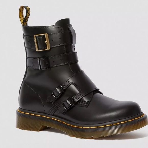 Dr Martens Blake ii Black Leather Boots with Gold Buckle Like New - Picture 13 of 13